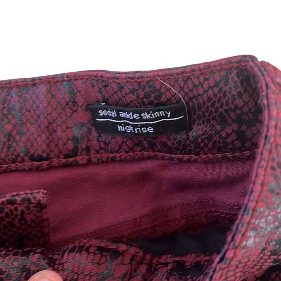 Sanctuary Denim Ankle Skinny Jeans Red Black Snake Coated Pants 27 Y2K Goth - Picture 5 of 12